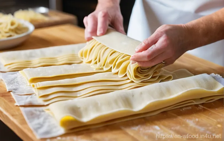 홈메이드 라자냐 레시피 - **A Rich, Simmering Lasagna Bolognese Sauce:**
    A close-up, high-angle shot of a vibrant, deep re...